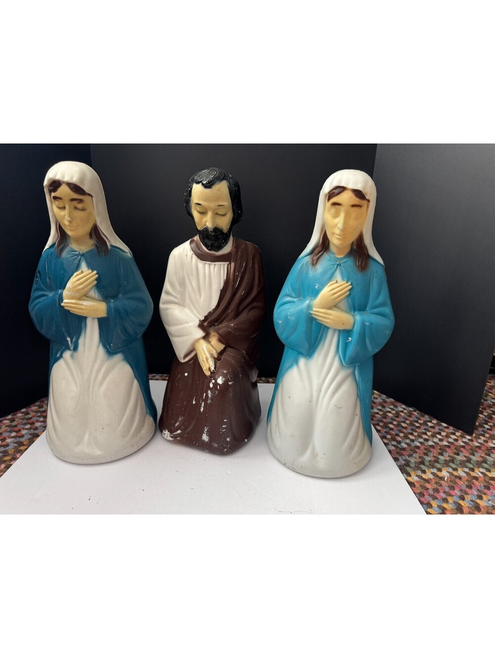 Vintage Empire Blow Molds Nativity 2 Mary and Joseph - A few cracks aprx 18"